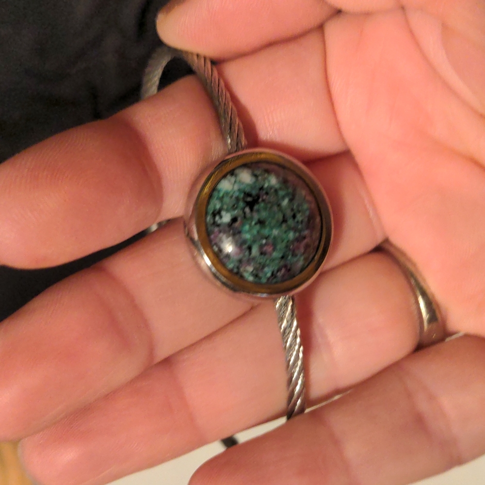 Ruby Zoisite Stainless Steel Cable Bracelet 7.5" Shop LC